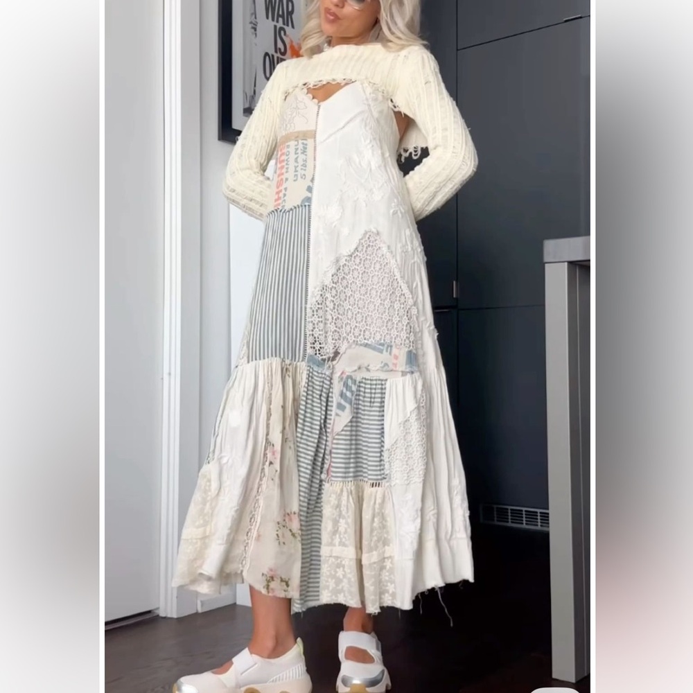 Discontinued urban outfitters Patchwork Maxi Dress in White and Cream